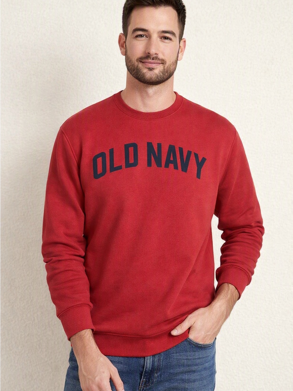 Old Navy Red Crewneck with Navy Chest Logo